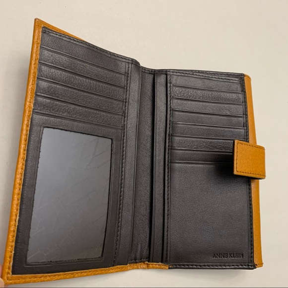 Anne Klein Leather Wallet Mustard Yellow Cute Minimalist Classy simple clutch - Picture 5 of 13